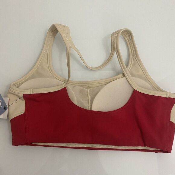 NWT Mono B Red and Tan Workout Set Compression Full Length Small Keyhole Bra‎ - Picture 3 of 10